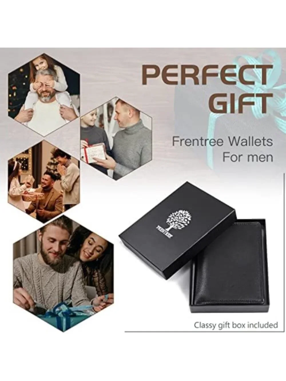 Men's Trifold Nappa Leather Wallet - RFID Protection, 15 Card Slots, Black